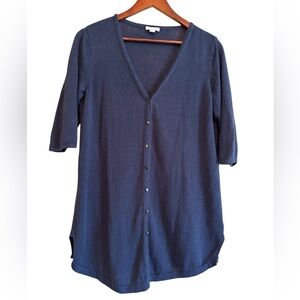 J Jill linen sweater cardigan size small Navy